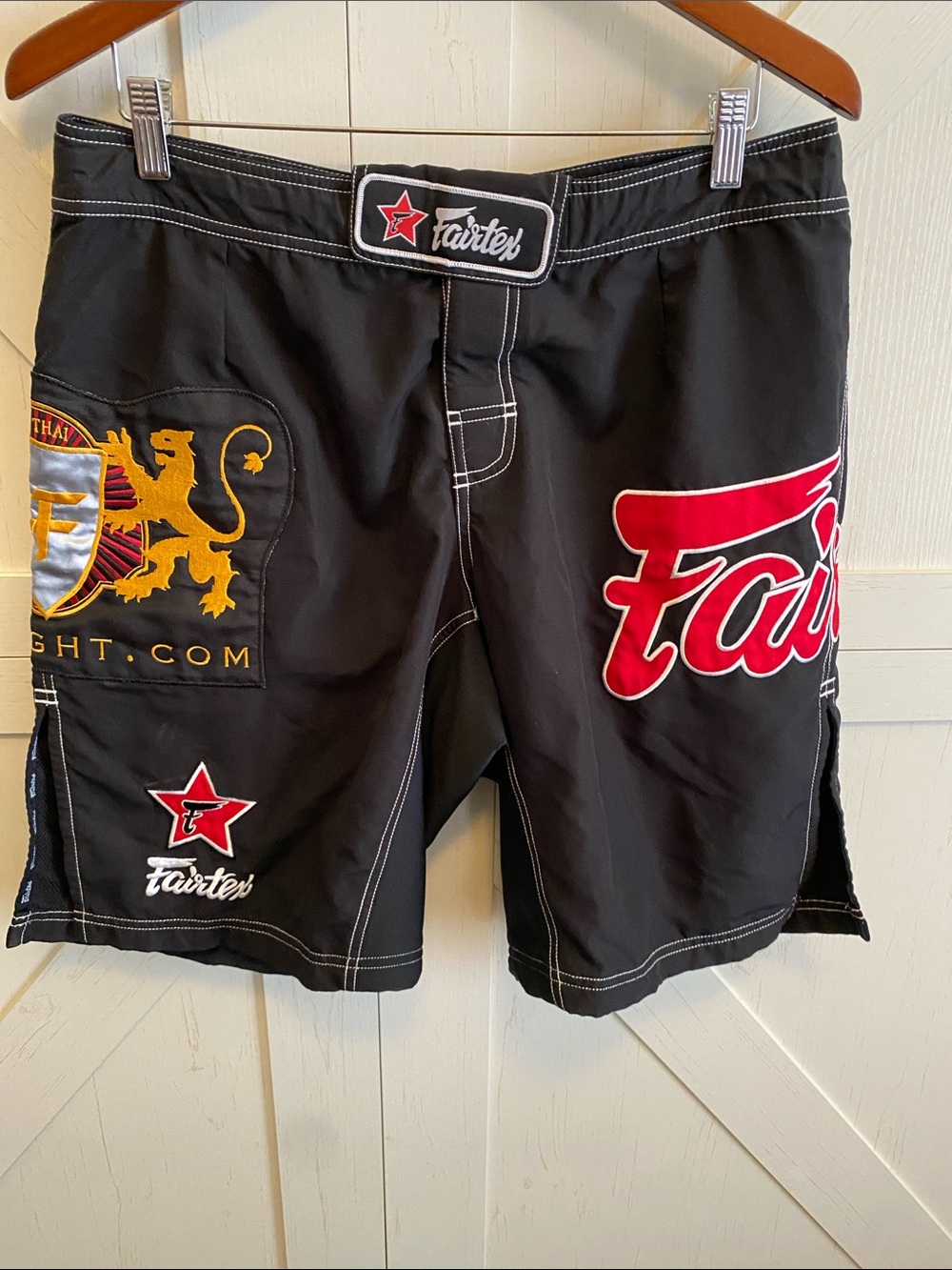 Men's Black MMA FightTraining Shorts with Red Logo
